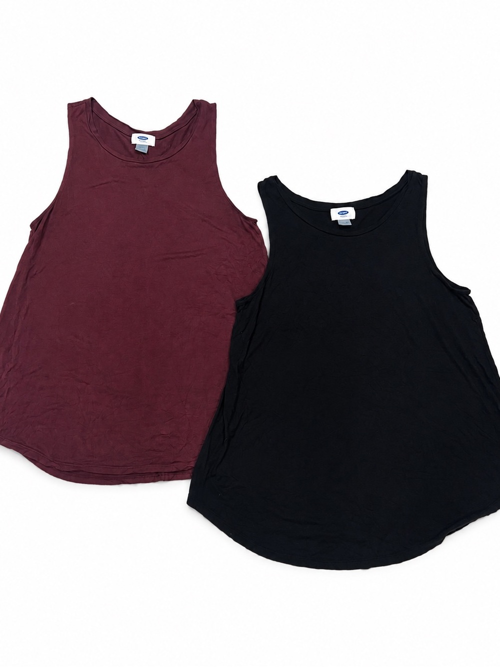 Old Navy Women’s Medium Sleeveless Swing Tank Top Lot 2 Black Burgundy Rayon